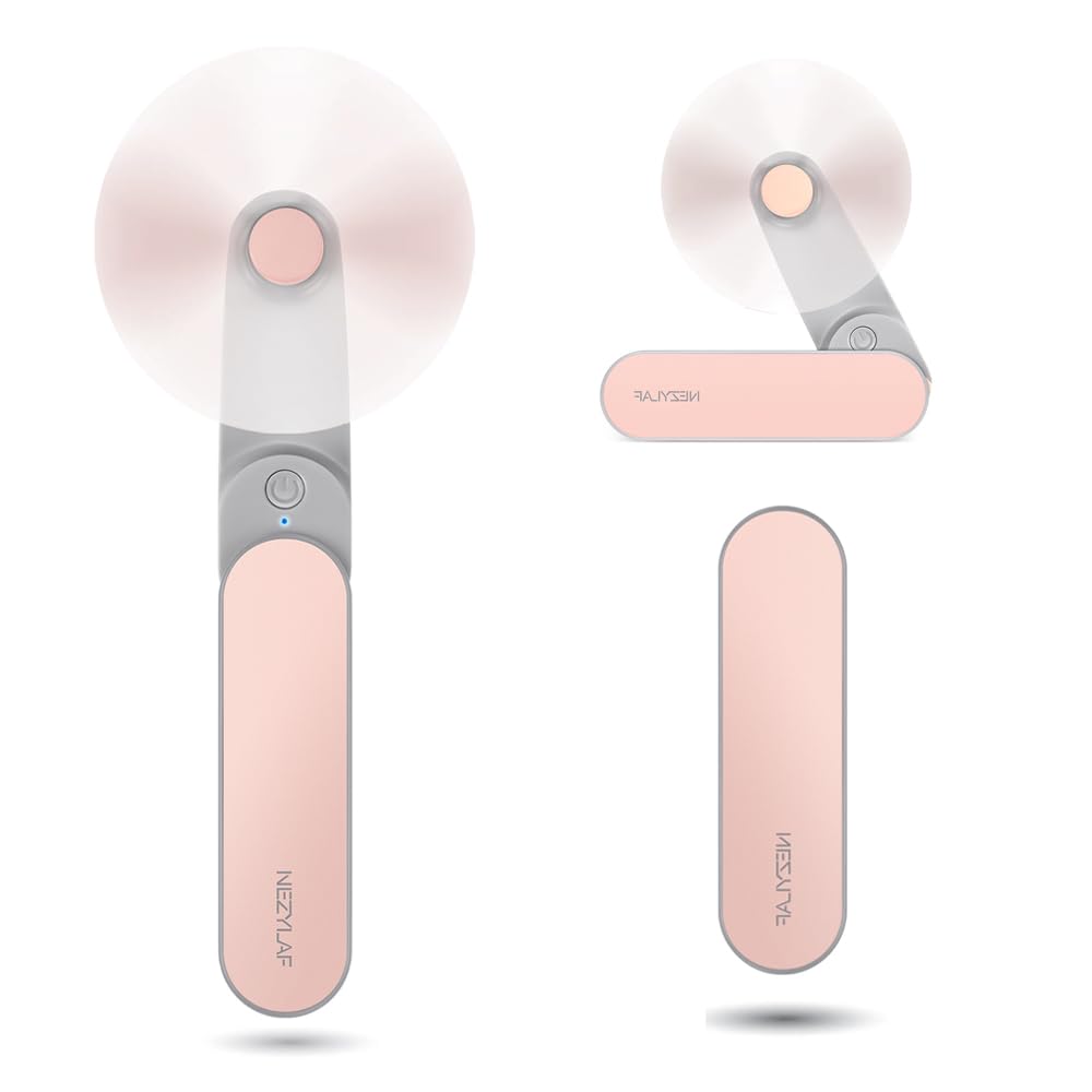 Nezylaf Portable Mini Handheld Fan for Women: Travel & Essentials, 9-15 Hours Runtime, Carbonfree Certified