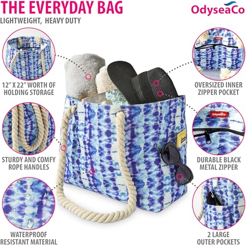 Odyseaco Large Beach Bag - Waterproof & Sandproof Tote Bags for Women - Beach Bags