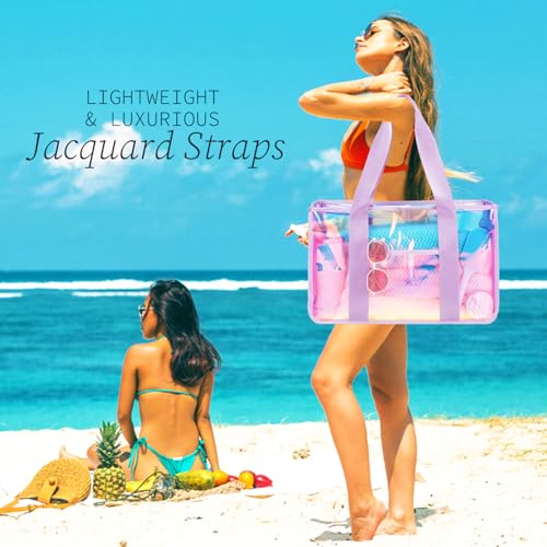 Fammart Iridescent Clear Beach Bag for Women - Large Pool Tote Cruise Vacation Essentials
| Fammart Iridescent Clear Be
