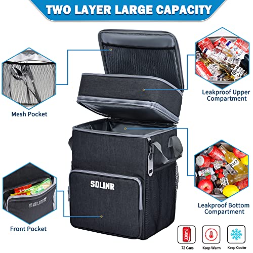 SDLINR 72-Can Leakproof Insulated Rolling Cooler for Camping and Travel with Wheels and Handle