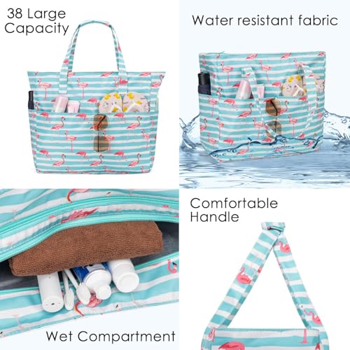 KABAQOO Extra Large Beach Bag for Women Travel
| Waterproof Sandproof Women Beach Tote with Zipper & Wet Compartment
|