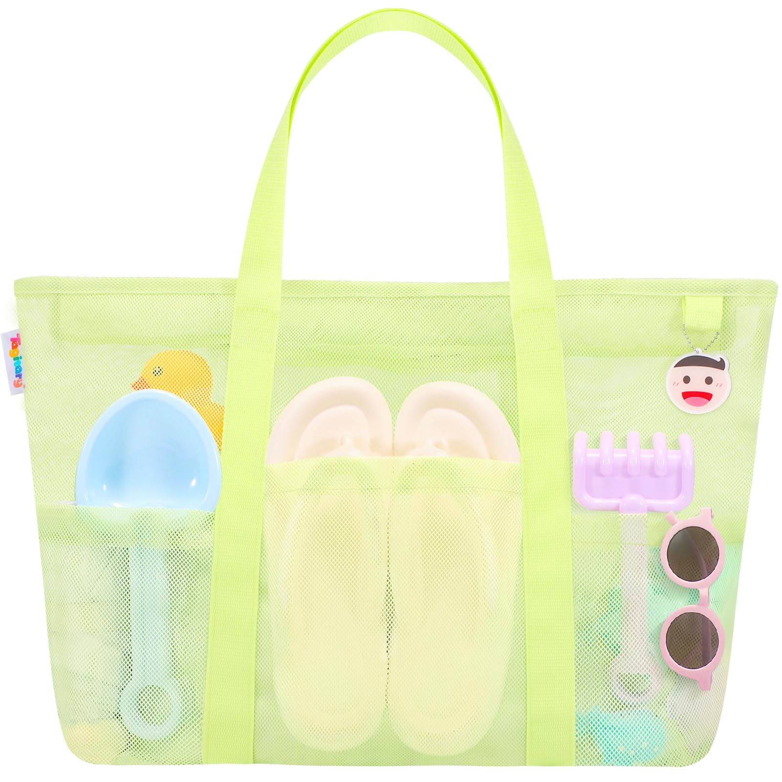 Large Beach Tote with Zipper and 8 Pockets - Tagitary Beach Toys Mesh Bag
| Waterproof and Sandproof Beach Tote - Tagit