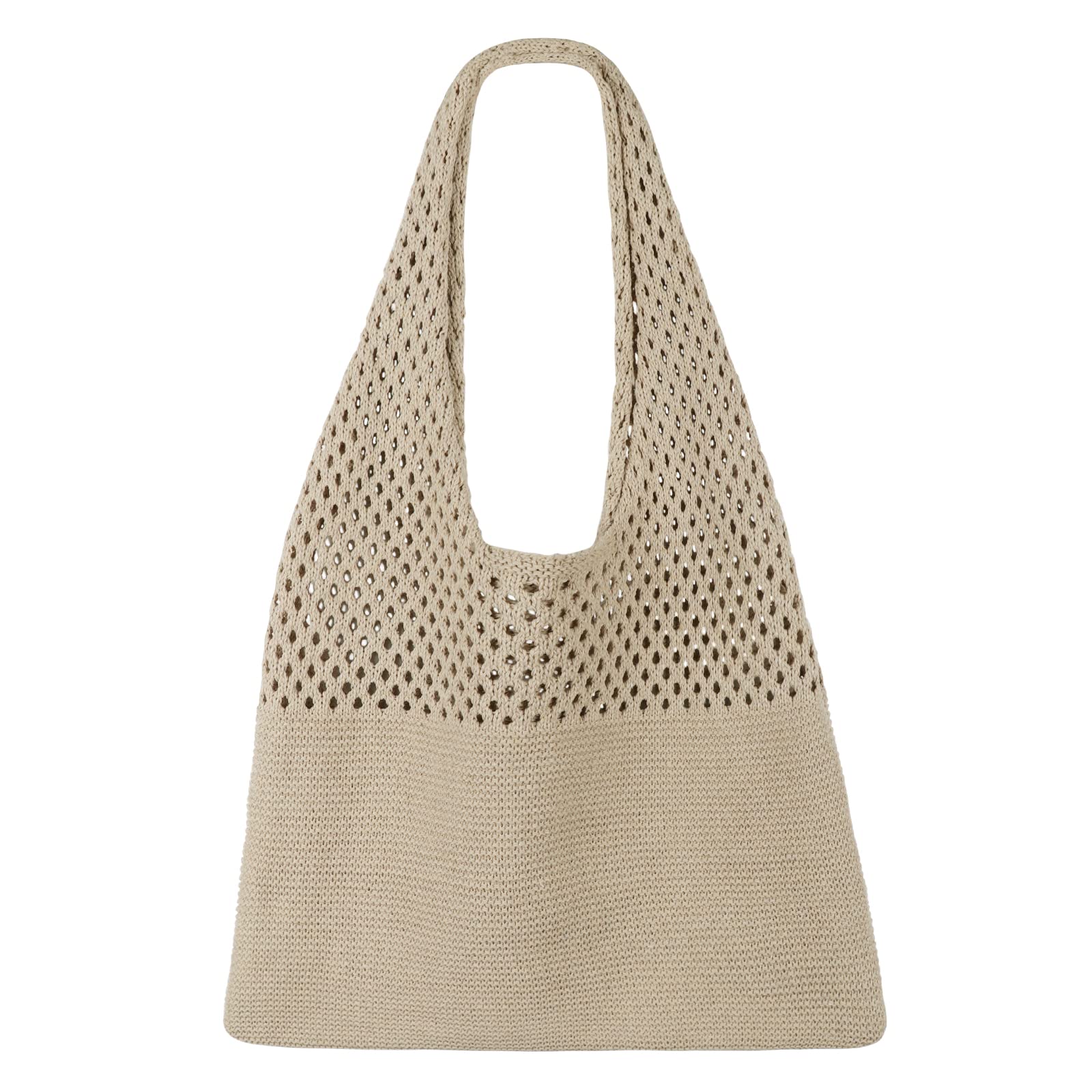 SUOSDEY Aesthetic Boho Knit Mesh Beach Tote Bag for Women in Summer Vacation