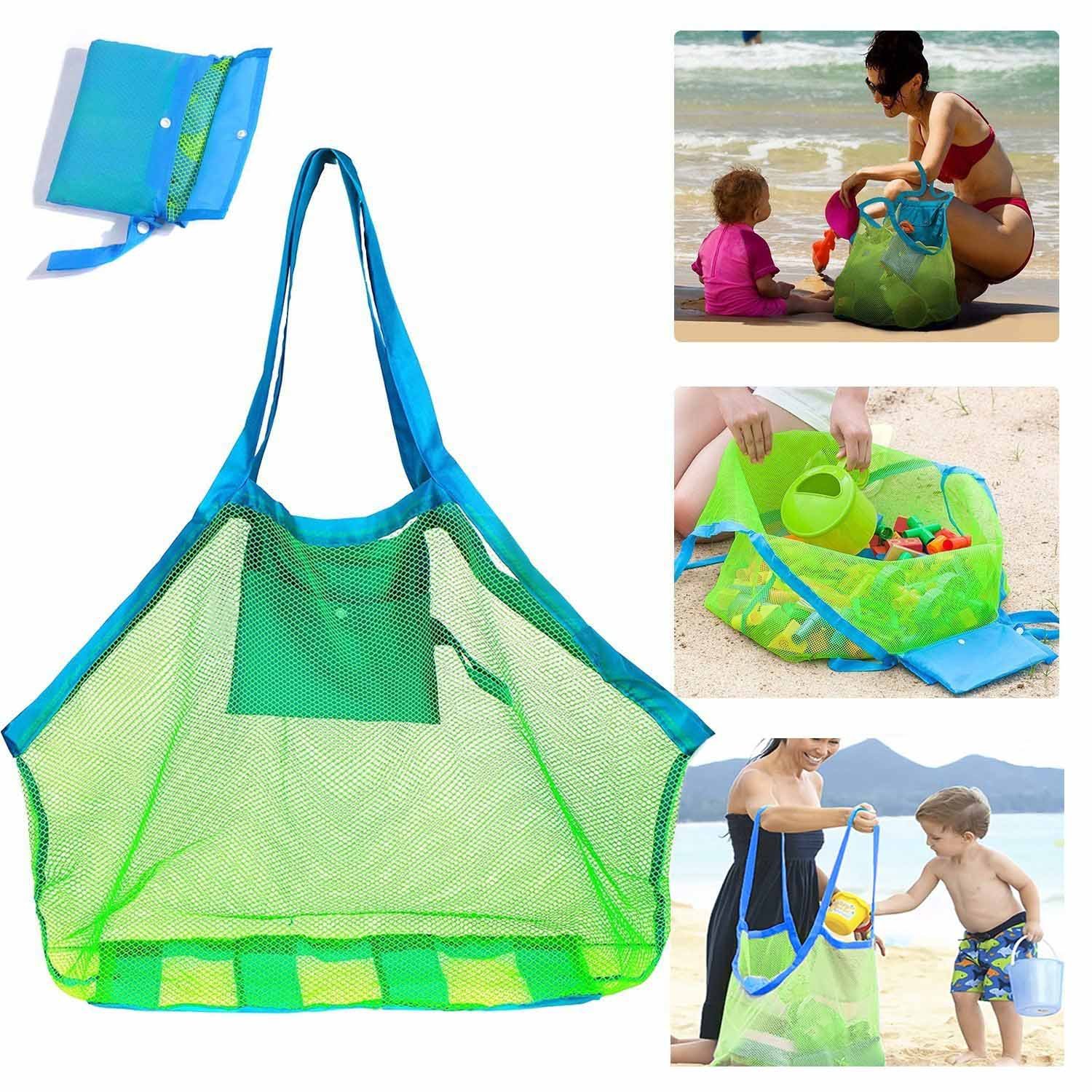 SupMLC Mesh Extra Large Beach Bags and Totes - Holds Toys, Towels, Sand Away - For Kids, Beach, Beach Trips - 14L, Perfe